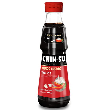 CHIN-SU sojų padažas su čili pipirais ir česnakais (330ml)
