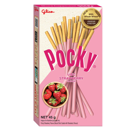 GLICO traškios lazdelės "POCKY" (braškių skonio)